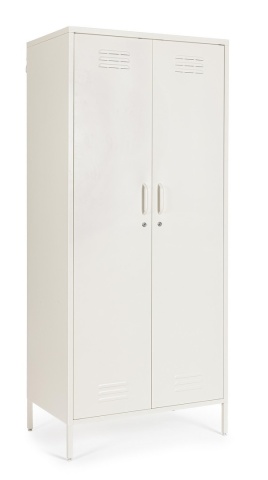 Dulap Cambridge, cu 2 uși, din oțel, vopsit electrostatic, alb crem, 80x50x185 cm