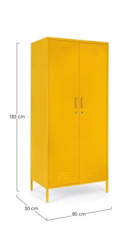 Dulap Cambridge, cu 2 uși, din oțel, vopsit electrostatic, galben, 80x50x185 cm - Img 2