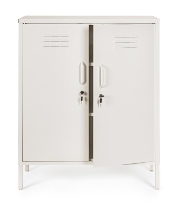 Dulapior Cambridge, cu 2 uși și 2 rafturi ajustabile, din metal vopsit electrostatic, alb crem, 80x40x101.5 cm - Img 6