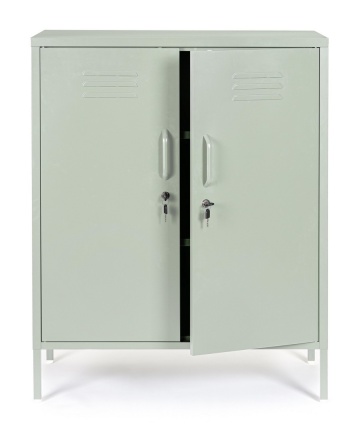 Dulapior Cambridge, cu 2 uși și 2 rafturi ajustabile, din metal vopsit electrostatic, verde salvie, 80x40x101.5 cm - Img 6