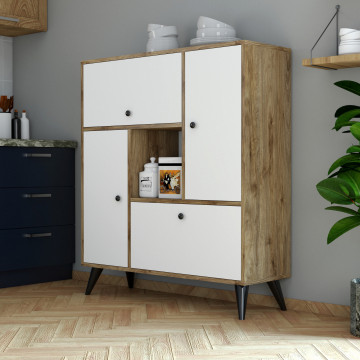 Dulapior din pal melaminat Hercule nuc si alb 105x120x35 cm - Img 2