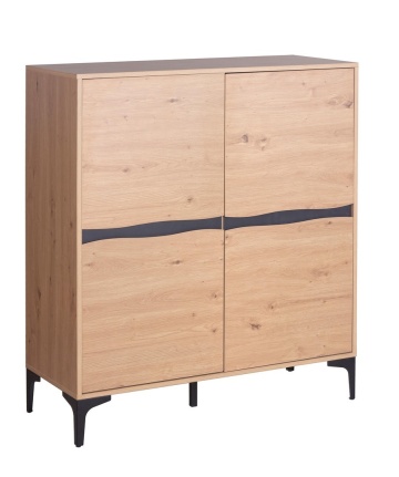Dulapior Melys, cu 2 uși, decorațiuni din oțel, natural și negru, 100x40x115 cm