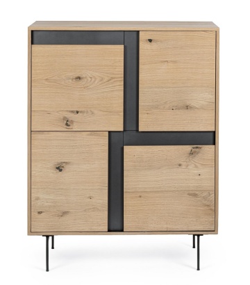 Dulapior Stanwood, cu 3 uși, MDF furniruit stejar, finisaj natural, 90x40x120 cm - Img 3