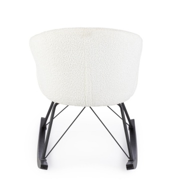 Fotoliu balansoar Sibilla, din poliester efect bouclé, stil vintage, alb, 86 x 62 x 72 cm - Img 5