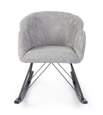 Fotoliu balansoar Sibilla, din poliester efect bouclé, stil vintage, gri deschis, 86 x 62 x 72 cm - Img 4
