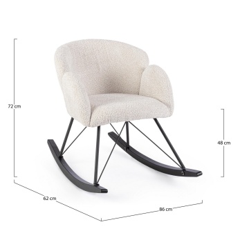Fotoliu balansoar Sibilla, din poliester efect bouclé, stil vintage, natur, 86 x 62 x 72 cm - Img 3