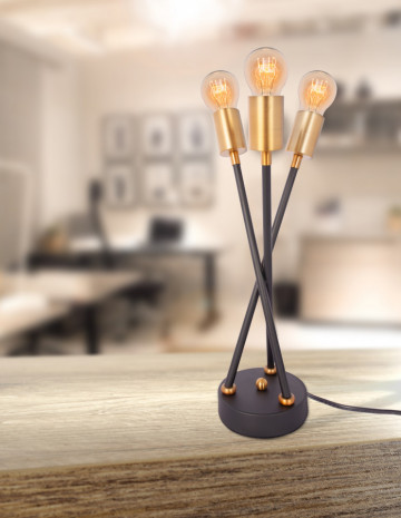 Lampa decorativa din fier Cantus neagra, 3 becuri - Img 3
