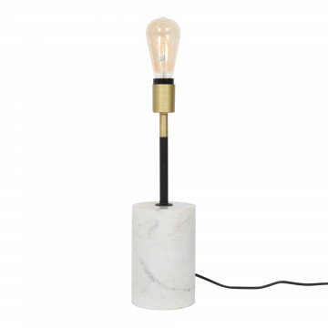 Lampa decorativa din metal/marmura Caramia alba, un bec