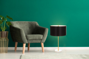 Lampa decorativa din metal/marmura Piona neagra / aurie, doua becuri - Img 3
