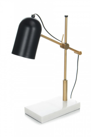 Lampa decorativa din metal/marmura Spiro neagra / aurie, un bec - Img 2