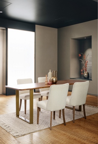 Masă dining dreptunghiulară fixă, pentru 8 persoane, cu blat din lemn de salcâm și picioare din oțel, 200x90 cm - Img 6