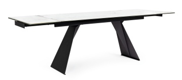 Masă dining extensibilă pentru 8 persoane, cu blat ceramic și picioare din oțel, 160-240x90x76 cm