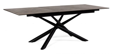 Masă dining extensibilă pentru 8 persoane, cu blat ceramic și picioare din oțel vopsit electrostatic, 160-220x90 cm