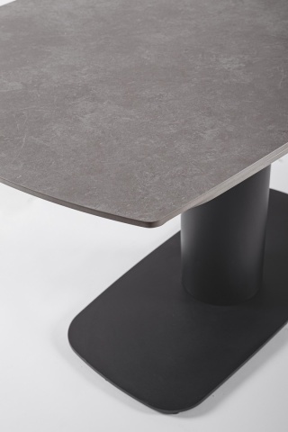 Masă dining Jeremias, extensibilă pentru 6-8 persoane, blat din gresie porțelanată cu efect de marmură gri mată, bază din oțel, 140-200x80x75 cm - Img 5