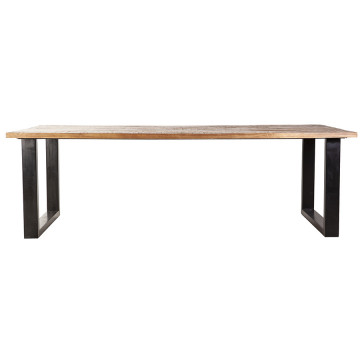 Masa dreptunghiulara cu blat din lemn de salcam 240x100x76 cm maro/negru - Img 1