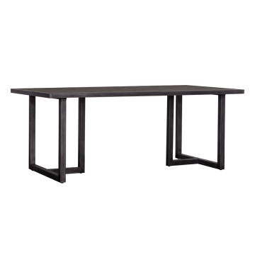 Masa dreptunghiulara cu blat din lemn de salcam Hudson 240x100x77 cm neagra - Img 1