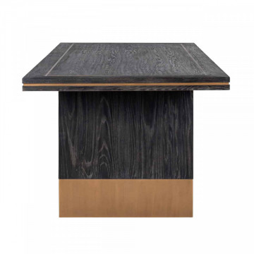 Masa dreptunghiulara cu blat din lemn de stejar Hunter 78 x 260 x 100 cm neagra/maro - Img 2