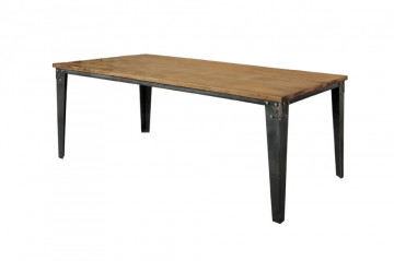 Masa dreptunghiulara din lemn de mango 220x100x78 cm maro/negru - Img 2
