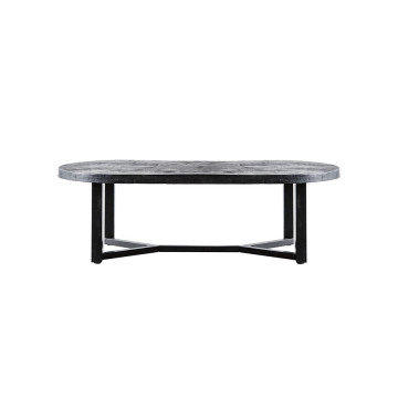 Masa dreptunghiulara din metal si lemn de mango Hudson140x70x45 cm neagra - Img 1
