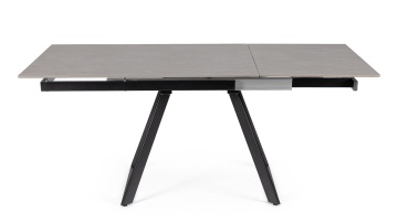 Masă extensibilă Reeta, blat gresie porțelanată efect marmură, 4-6 locuri, negru/gri, 120-180x90 cm - Img 3