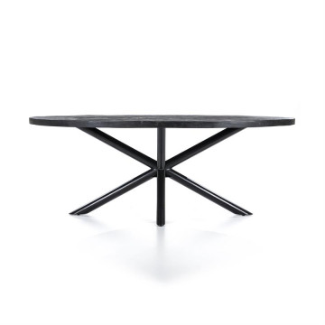 Masa ovala din lemn de mango Oscar 200x110 cm neagra - Img 1