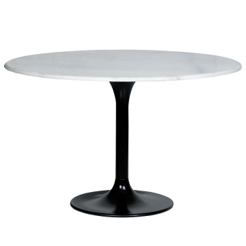 Masa rotunda cu blat din marmura 120x120x76 cm alba/negru - Img 1
