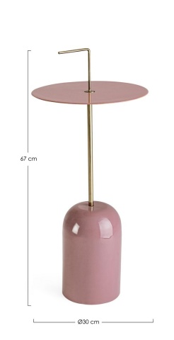 Măsuță cafea Tulasi, diametru 30 cm, din oțel emailat, roz antic - Img 2