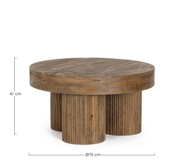 Măsuță de cafea Dacca, rotundă, din lemn de mango, maro, diametru 75 cm, înălțime 41 cm - Img 2