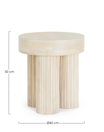 Măsuță de cafea Dacca, rotundă, din lemn de mango, natur, diametru 45 cm, înălțime 50 cm - Img 2