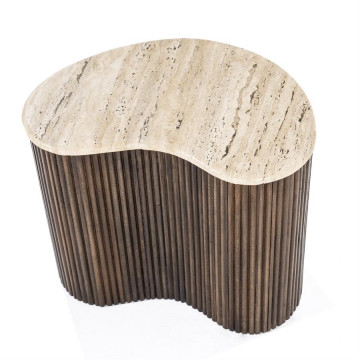 Masuta de cafea din lemn de mango si travertin Mari 50x33x44 cm - Img 2