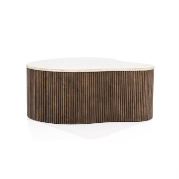 Masuta de cafea din lemn de mango si travertin Mari 83x72x34 cm
