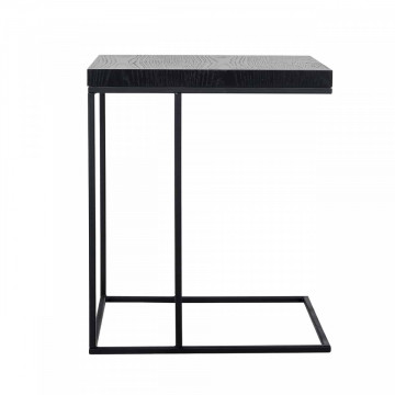Masuta de cafea dreptunghiulara din stejar si metal Oakura 65x55x45 cm neagra - Img 2
