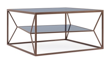 Măsuță de cafea Godric, rotundă, cu blat din marmură și cadru din oțel vopsit epoxidic, diametru 50 cm, înălțime 44.5 cm