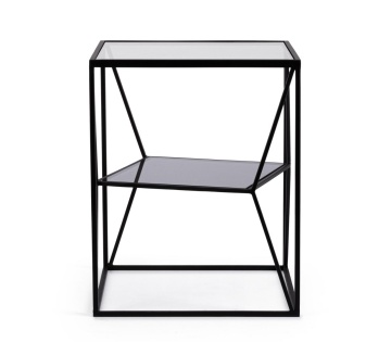Măsuță de cafea Hydra, pătrată, cu blat din sticlă securizată și cadru din oțel vopsit epoxidic, dimensiuni 40 x 40 cm, înălțime 50 cm - Img 3