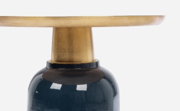 Măsuță de cafea Nalima, rotundă, din oțel emailat, albastru, diametru 40.5 cm, înălțime 45.5 cm - Img 5