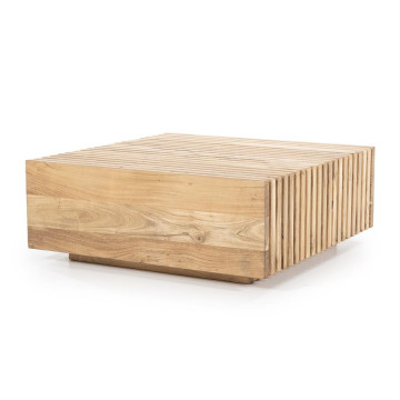 Masuta de cafea patrata din lemn de mango Tom 90x90 cm naturala - Img 1