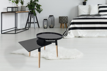 Masuta de cafea patrata/rotunda Dom Butler 77x49,5x46 cm neagra - Img 3