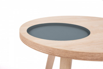 Masuta de cafea rotunda din lemn Addison 50x50x50 cm maro/gri - Img 5