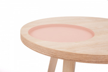 Masuta de cafea rotunda din lemn Addison 50x50x50 cm maro/roz - Img 5