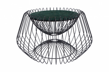 Masuta de cafea rotunda din marmura si fier 60x60x35 cm verde/negru