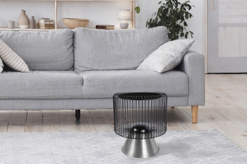 Masuta de cafea rotunda din marmura si fier Malibu 51x51x56,5 cm negru - Img 2