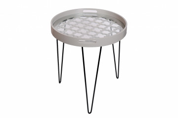 Masuta de cafea rotunda din MDF si sticla River 50x50x55 cm gri