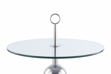 Măsuță de cafea rotunda din sticla 70 cm argintiu - Img 3