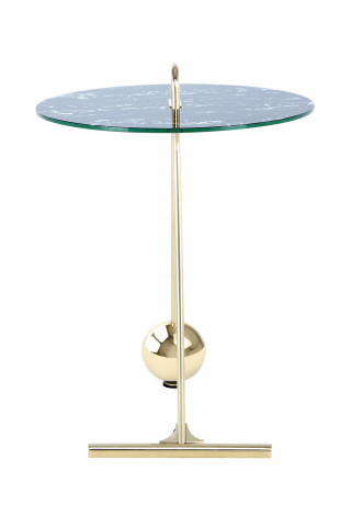 Masuta de cafea rotunda din sticla Pendulum 46x46x60 cm negru/auriu - Img 4
