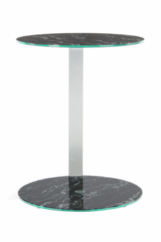 Masuta de cafea rotunda din sticla spatiu de depozitare Quentin 40x40x53 negru/argintiu - Img 2