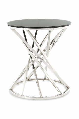 Masuta de cafea rotunda din sticla Wesley 50x50x55 cm negru/argintiu - Img 2