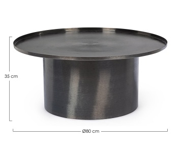 Măsuță de cafea rotundă Kalpita, diametru 80 cm, din oțel cu finisaj nichel negru - Img 2
