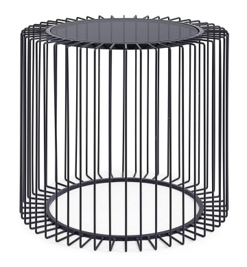 Măsuță de cafea rotundă Kieran, din metal și sticlă securizată, diametru 50 cm
