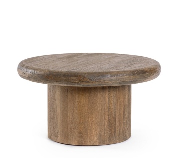 Măsuță de cafea rotundă Lopez, din lemn de mango, cu finisaj nitrocelulozic, maro, diametru 75 cm, înălțime 40 cm