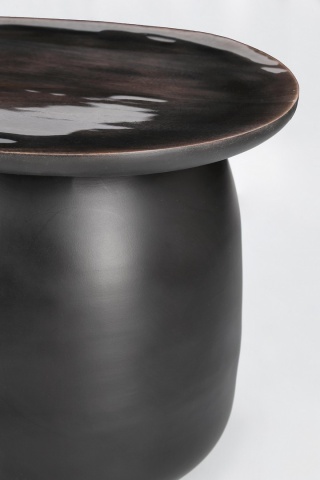 Măsuță de cafea rotundă Zainab, din lemn de acacia și oțel, cu finisaj natural, diametru 45 cm - Img 3
